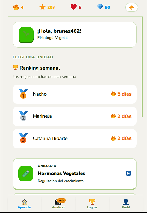 AgroLearn — pantalla principal