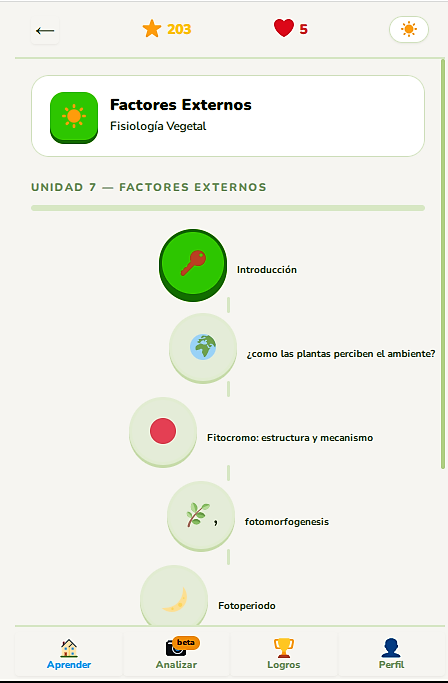 Módulos de práctica en AgroLearn